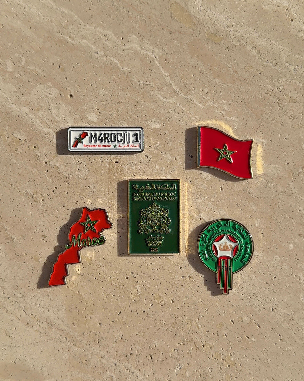 Lot 5 stickers en métal Fierté Marocaine – stickers adhésifs téléphone Maroc