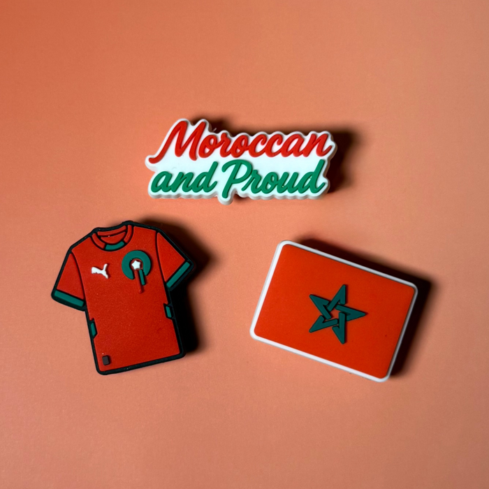 Coffret 3 pin's pour sabots Fierté Marocaine – charms PVC souple Maroc