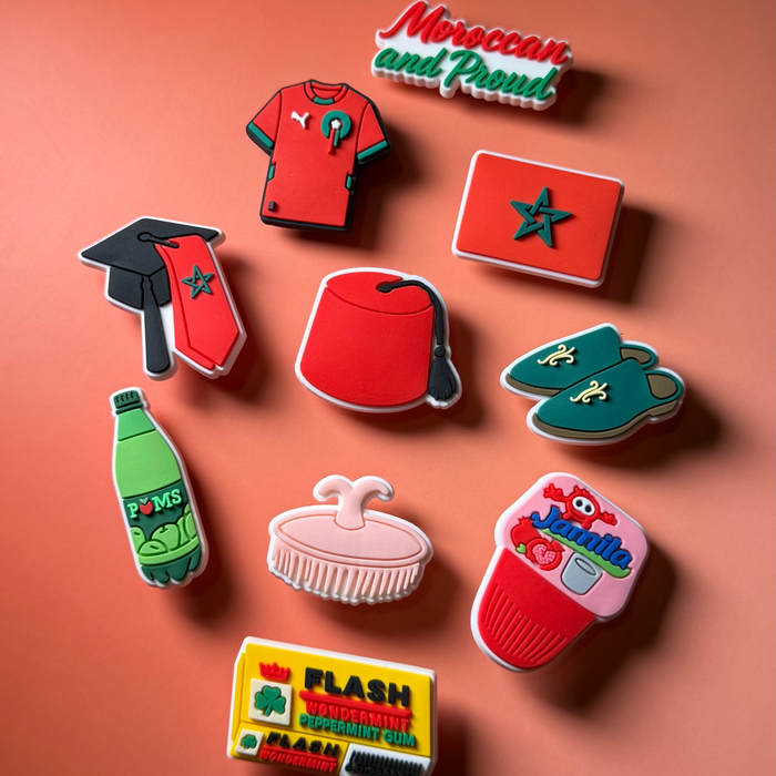 Coffret 10 pin's pour sabots Iconic Morocco – charms PVC symboles du Maroc