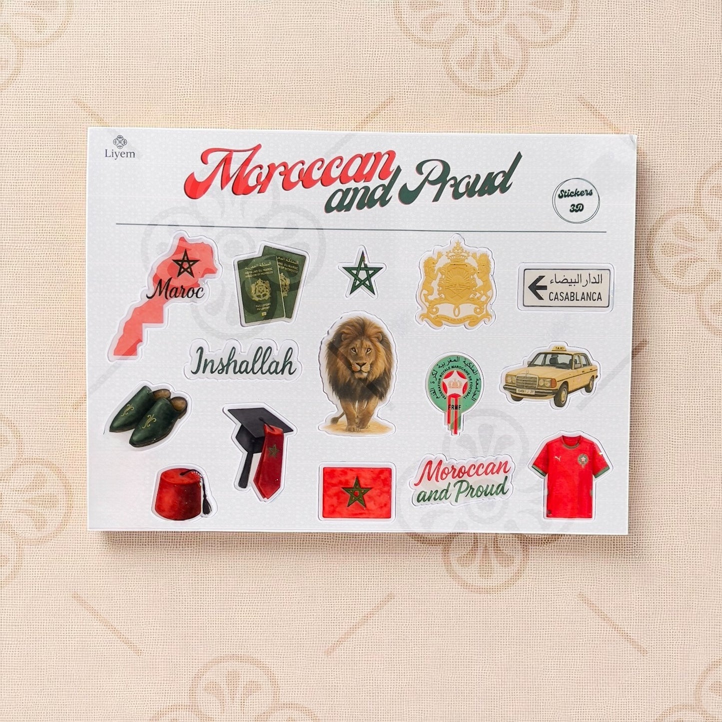 Planche 3D “Moroccan And Proud” - Stickers en résine premium